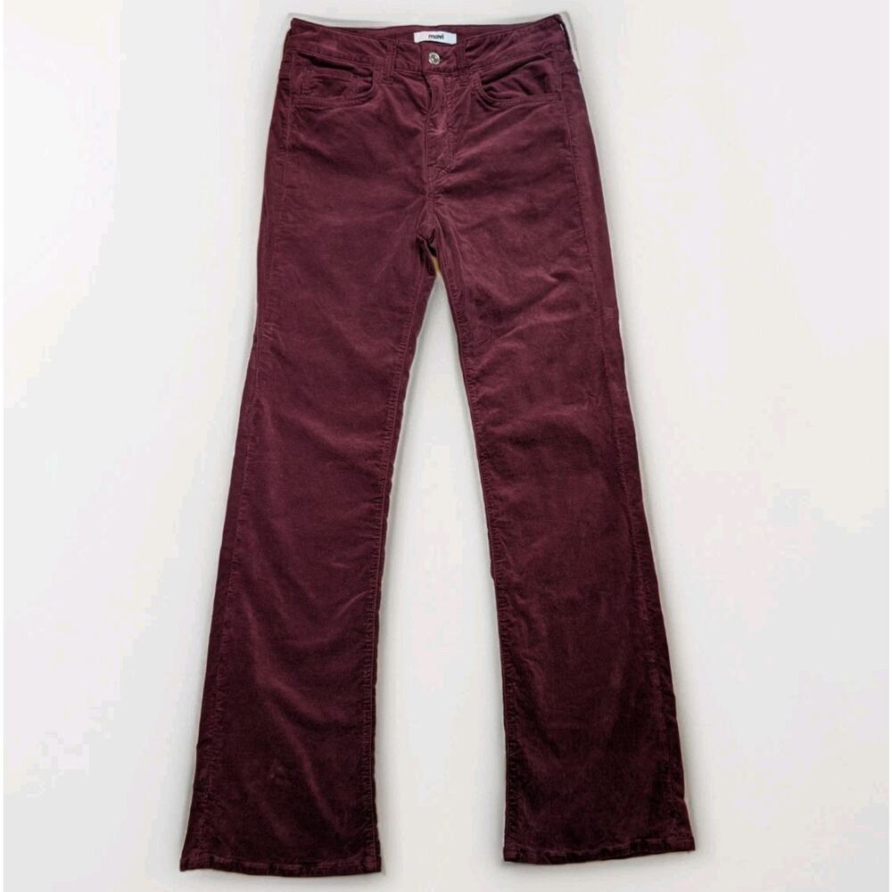Mavi Maria High Rise Flare Jeans Burgundy Wine Velvet 26x30 Stretch Soft Brushed